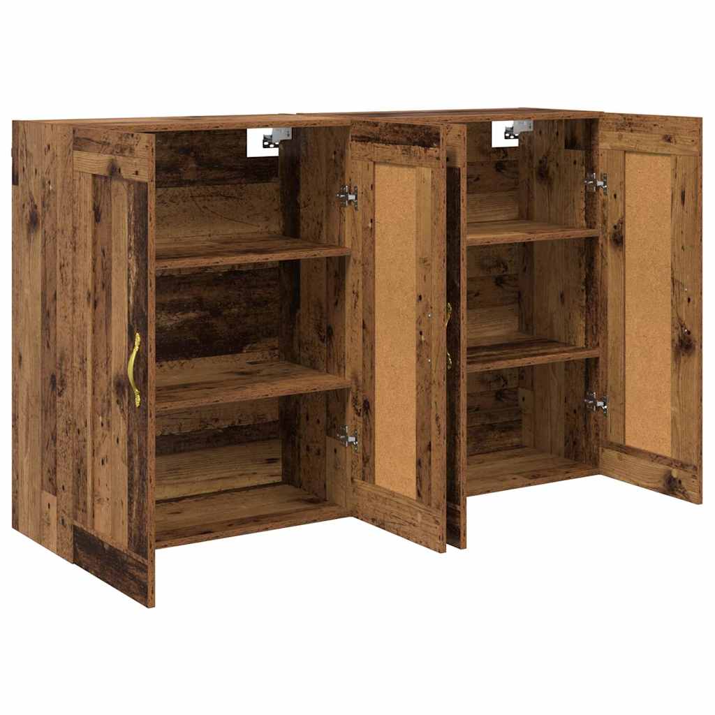 Väggmonterat skåp 2 pcs Gammalt trä 69,5 x 34 x 90 cm