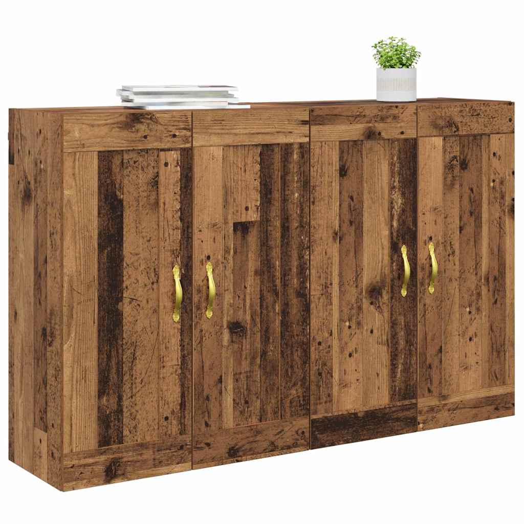 Väggmonterat skåp 2 pcs Gammalt trä 69,5 x 34 x 90 cm