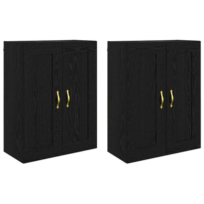 Väggmonterat skåp Väggmonterad 2 pcs Svart Ek 69,5 x 34 x 90 cm