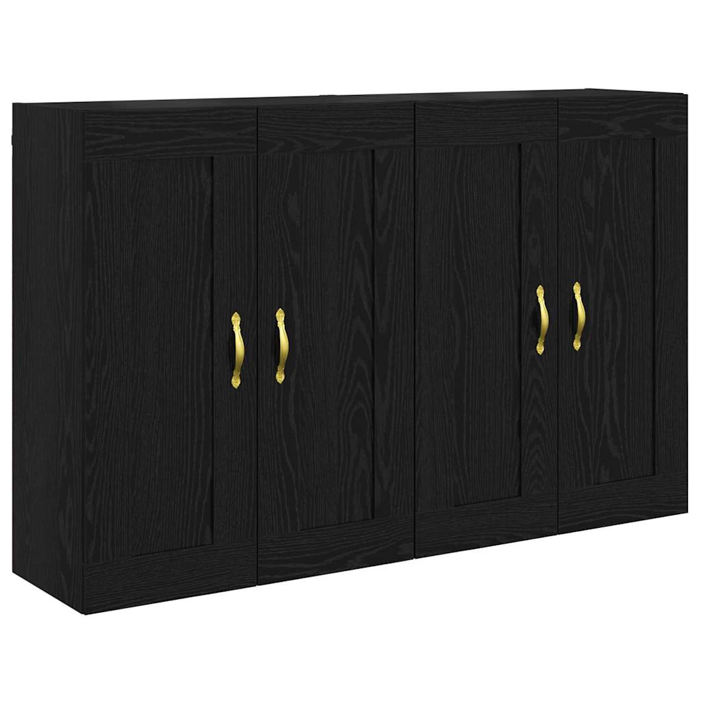 Väggmonterat skåp Väggmonterad 2 pcs Svart Ek 69,5 x 34 x 90 cm