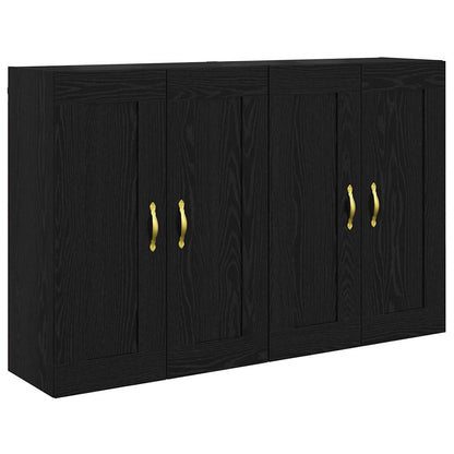 Väggmonterat skåp Väggmonterad 2 pcs Svart Ek 69,5 x 34 x 90 cm