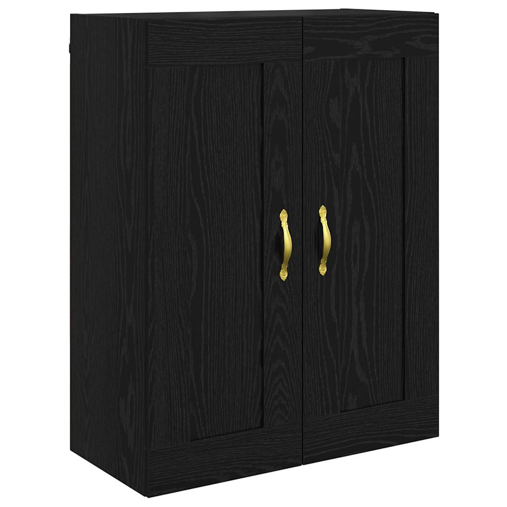 Väggmonterat skåp Väggmonterad 2 pcs Svart Ek 69,5 x 34 x 90 cm