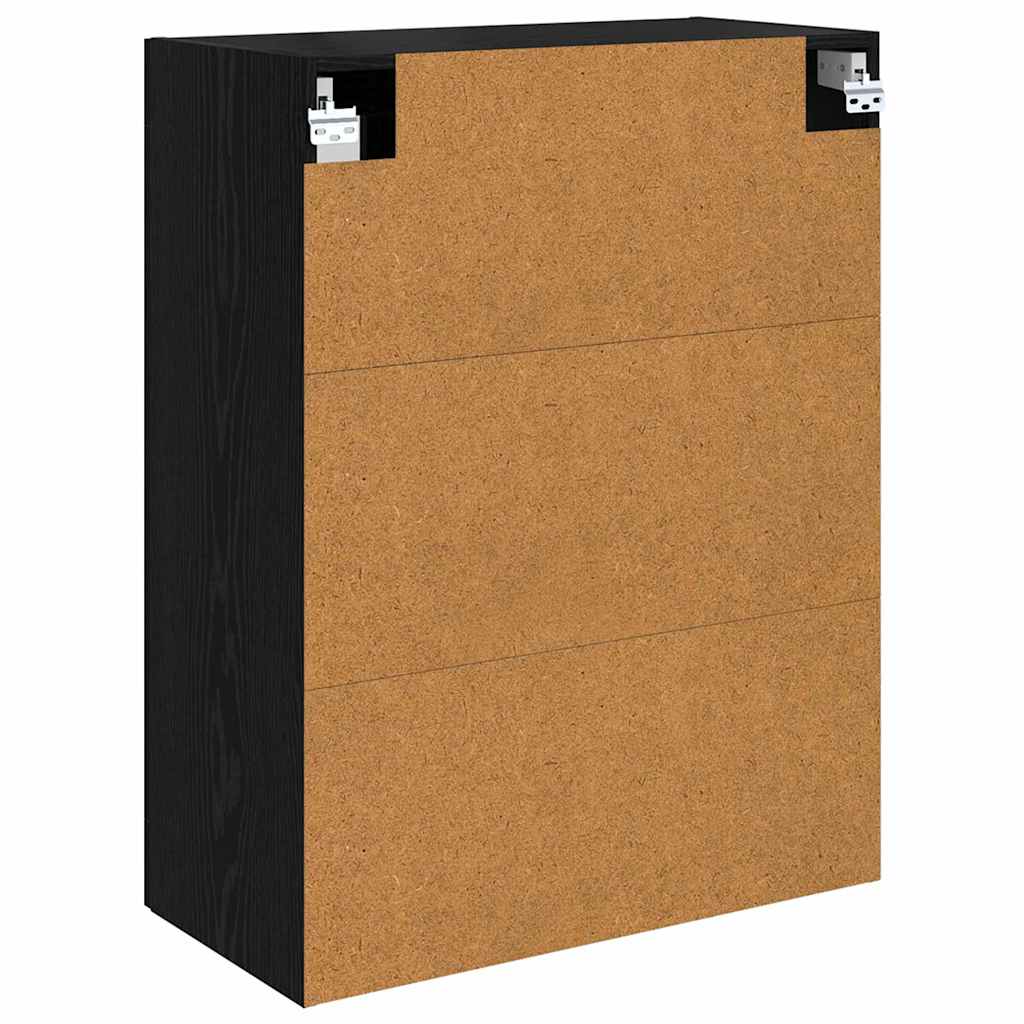 Väggmonterat skåp Väggmonterad 2 pcs Svart Ek 69,5 x 34 x 90 cm