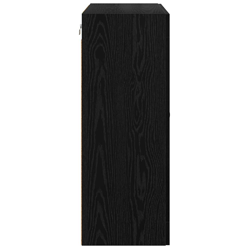 Väggmonterat skåp Väggmonterad 2 pcs Svart Ek 69,5 x 34 x 90 cm