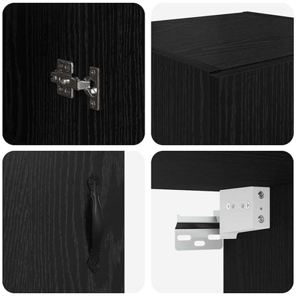 Skåp Vit och svart ek 69,5 x 34 x 180 cm Konstruerat trä