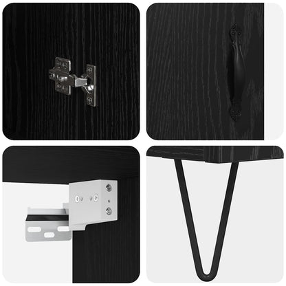 Skåp Svart Ek 69,5 x 34 x 180 cm Konstruerat trä