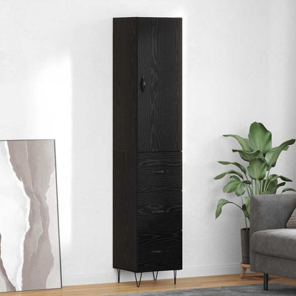 Skåp Svart Ek med låda 69,5 x 34 x 180 cm