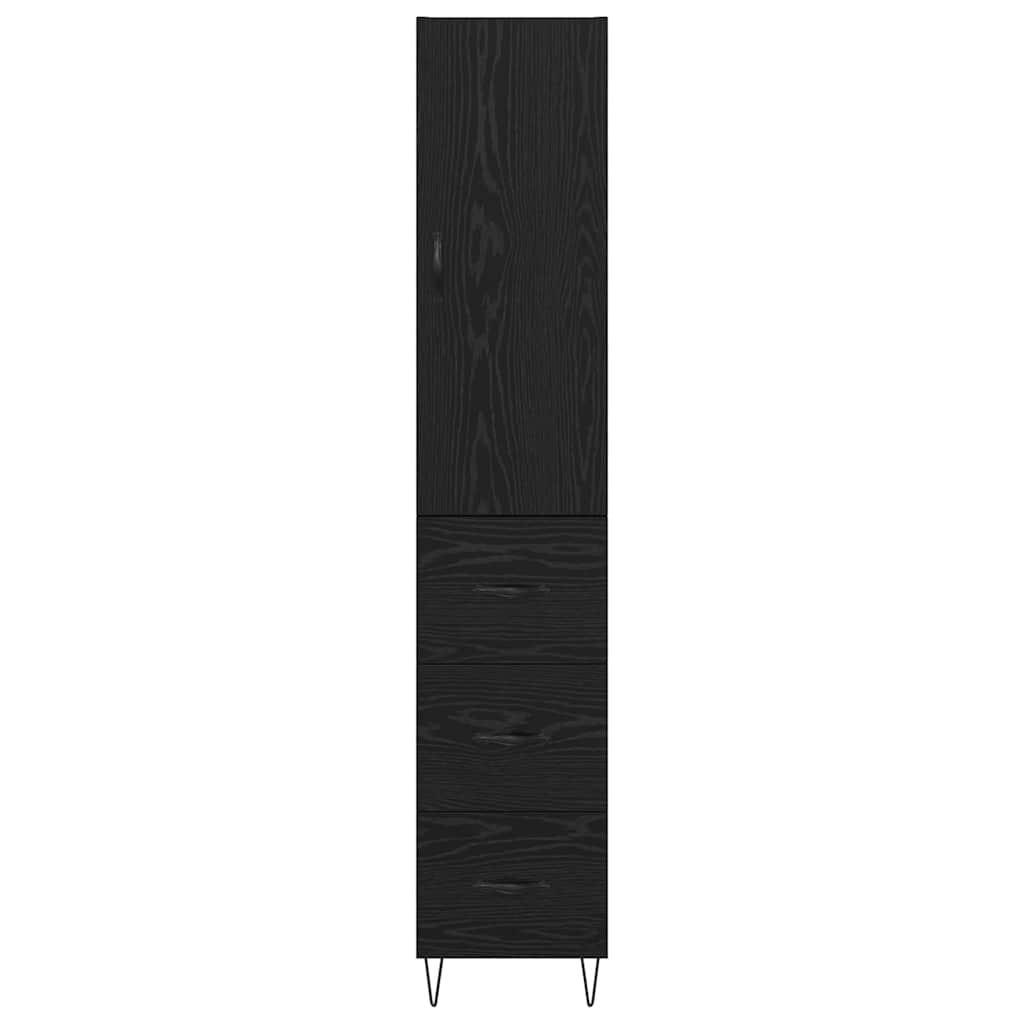 Skåp Svart Ek med låda 69,5 x 34 x 180 cm