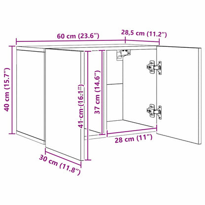 TV-väggmodul Väggmonterad 5 pcs Svart Ek Konstruerat trä