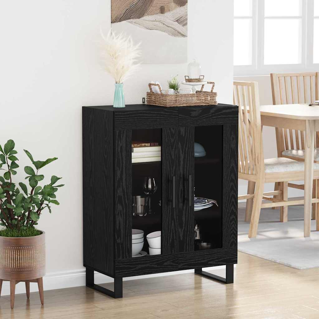Sideboard Svart Ek 69,5 x 34 x 90 cm Konstruerat trä