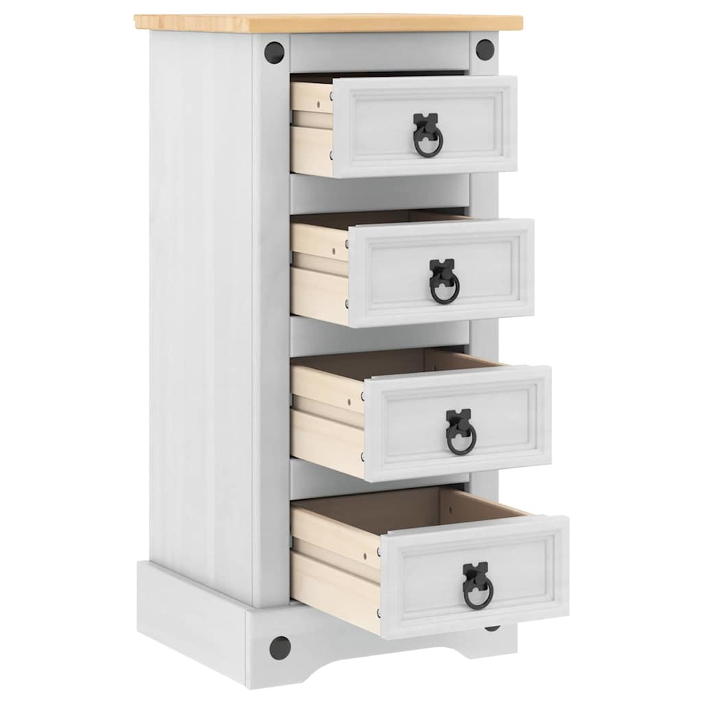 Sängbord Nattduksbord Vit med låda Corona 35 x 32,5 x 74 cm Massiv furu