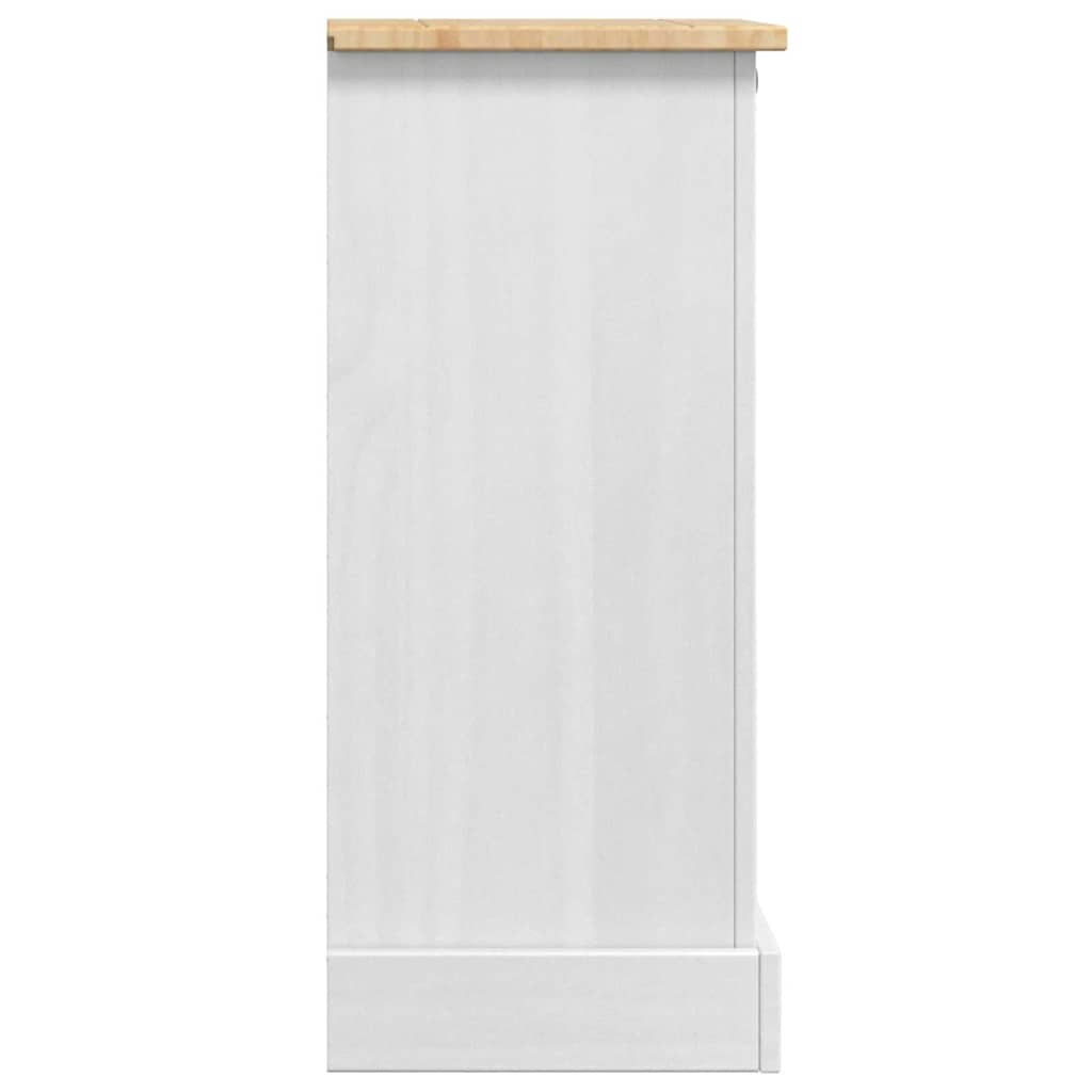 Sängbord Nattduksbord Vit med låda Corona 35 x 32,5 x 74 cm Massiv furu