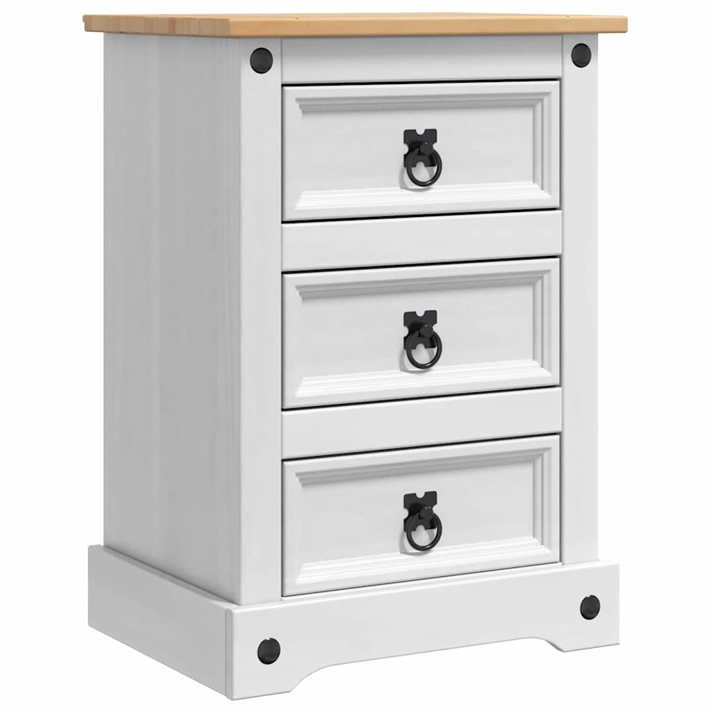 Sängbord Nattduksbord Vit med låda Corona 45 x 35 x 64 cm Massiv furu