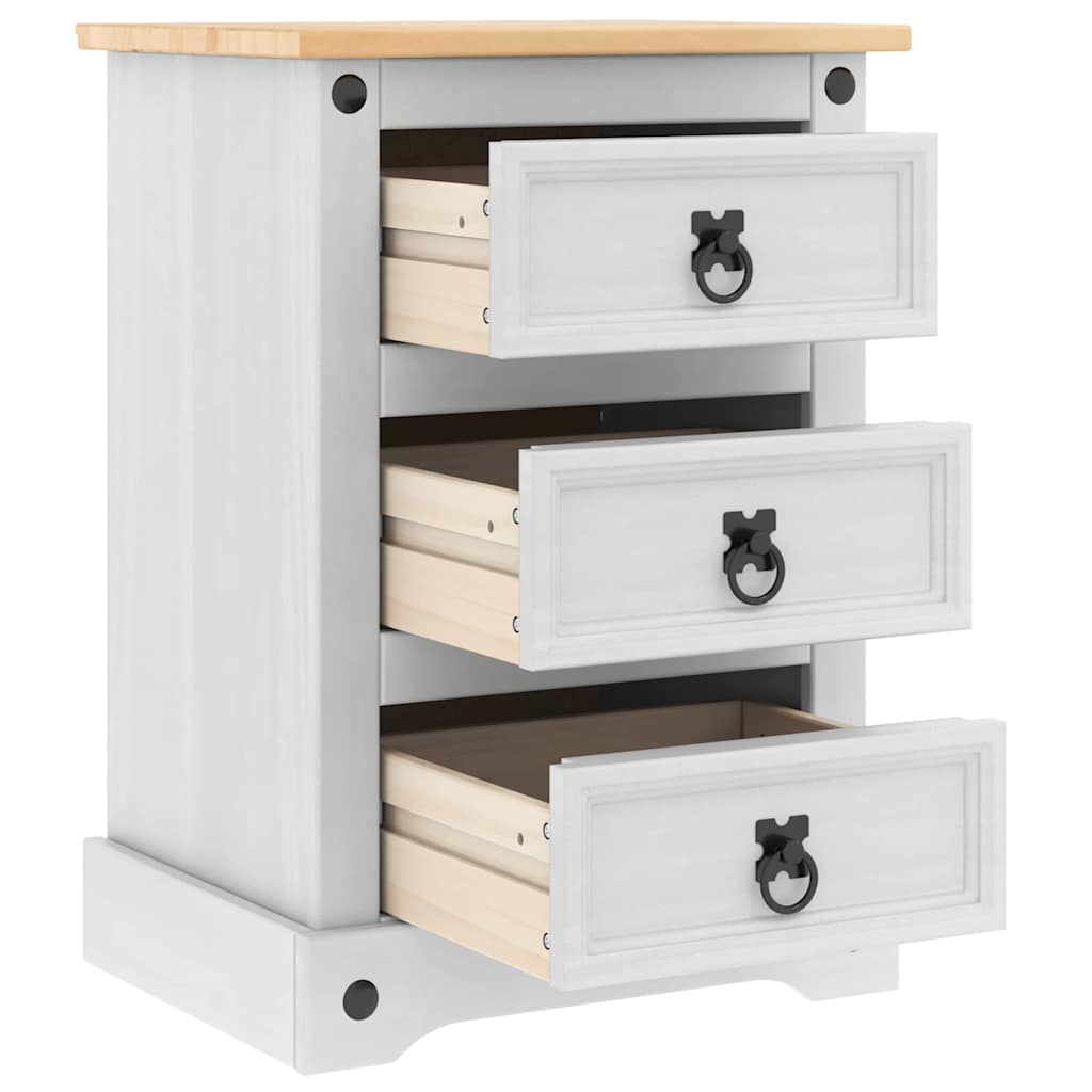 Sängbord Nattduksbord Vit med låda Corona 45 x 35 x 64 cm Massiv furu