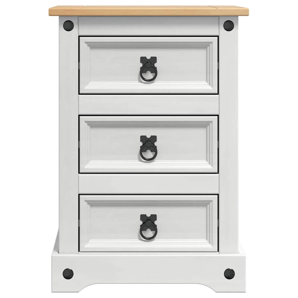 Sängbord Nattduksbord Vit med låda Corona 45 x 35 x 64 cm Massiv furu