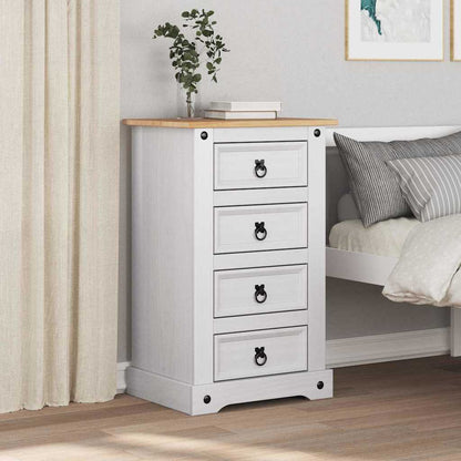 Sängbord Nattduksbord Vit med låda 53 x 39 x 84 cm Massiv furu
