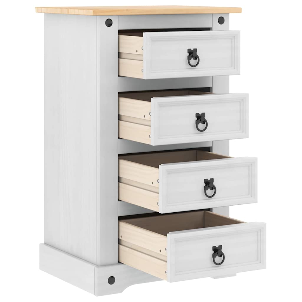 Sängbord Nattduksbord Vit med låda 53 x 39 x 84 cm Massiv furu