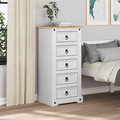 Sängbord med låda Corona Vit 53 x 39 x 103 cm Massiv furu