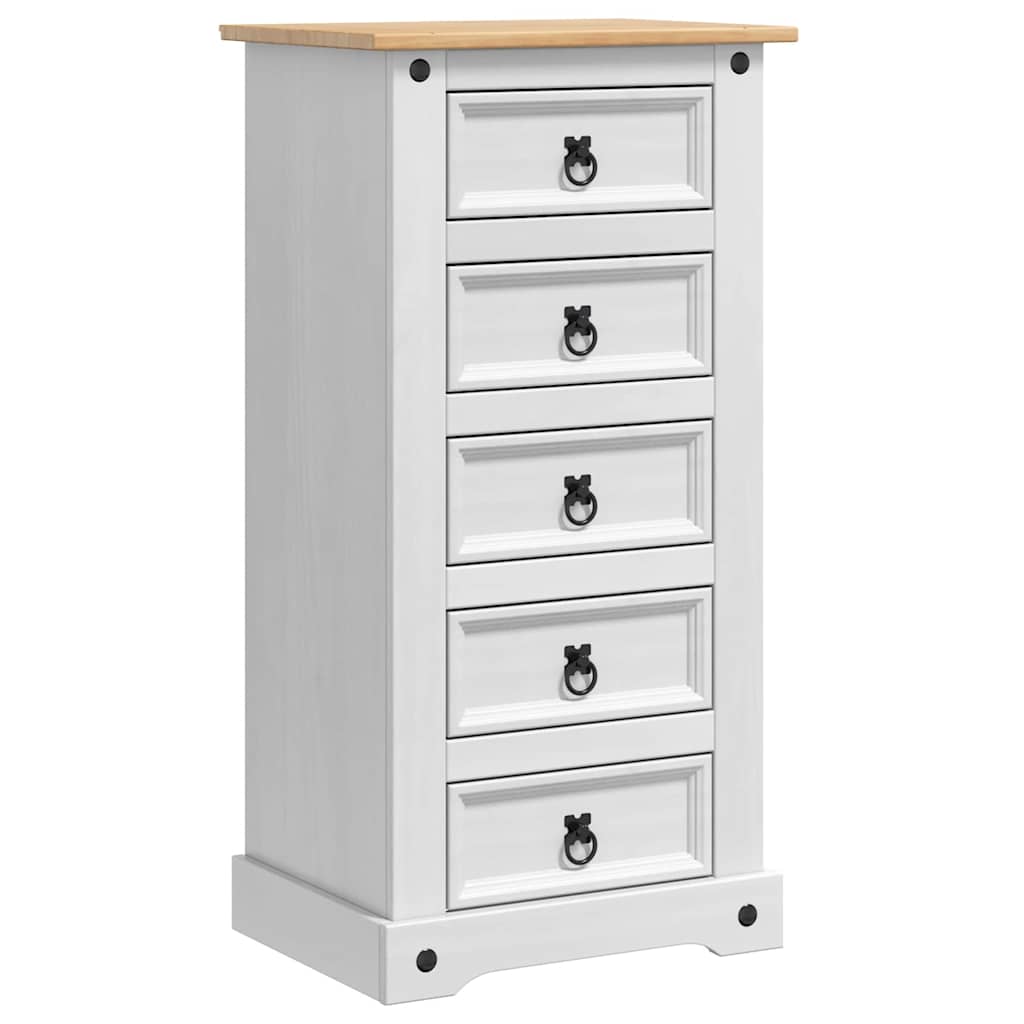 Sängbord med låda Corona Vit 53 x 39 x 103 cm Massiv furu