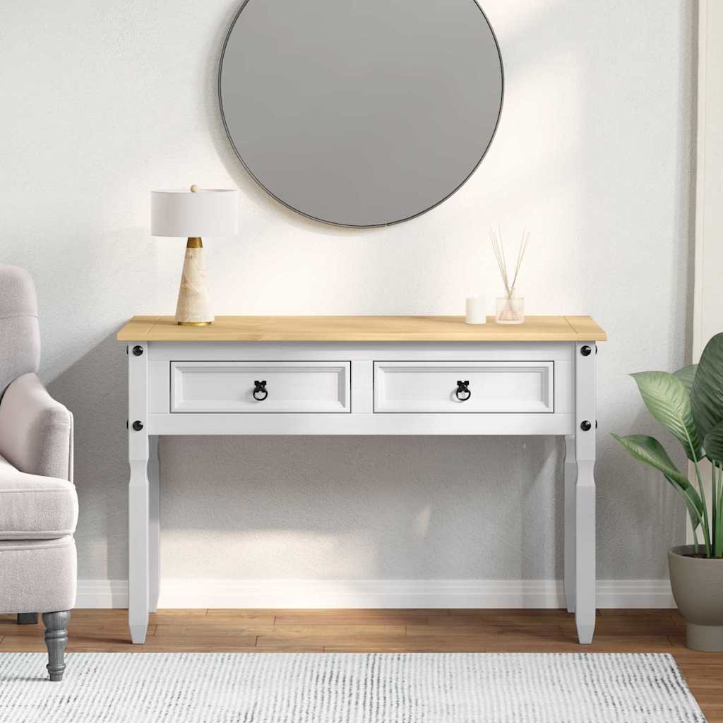 Sidobord Trä med låda med lagring Vit 115 x 46 x 73 cm Massiv furu
