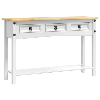 Sidobord Vit med låda 114 x 34,5 x 73 cm Massiv furu