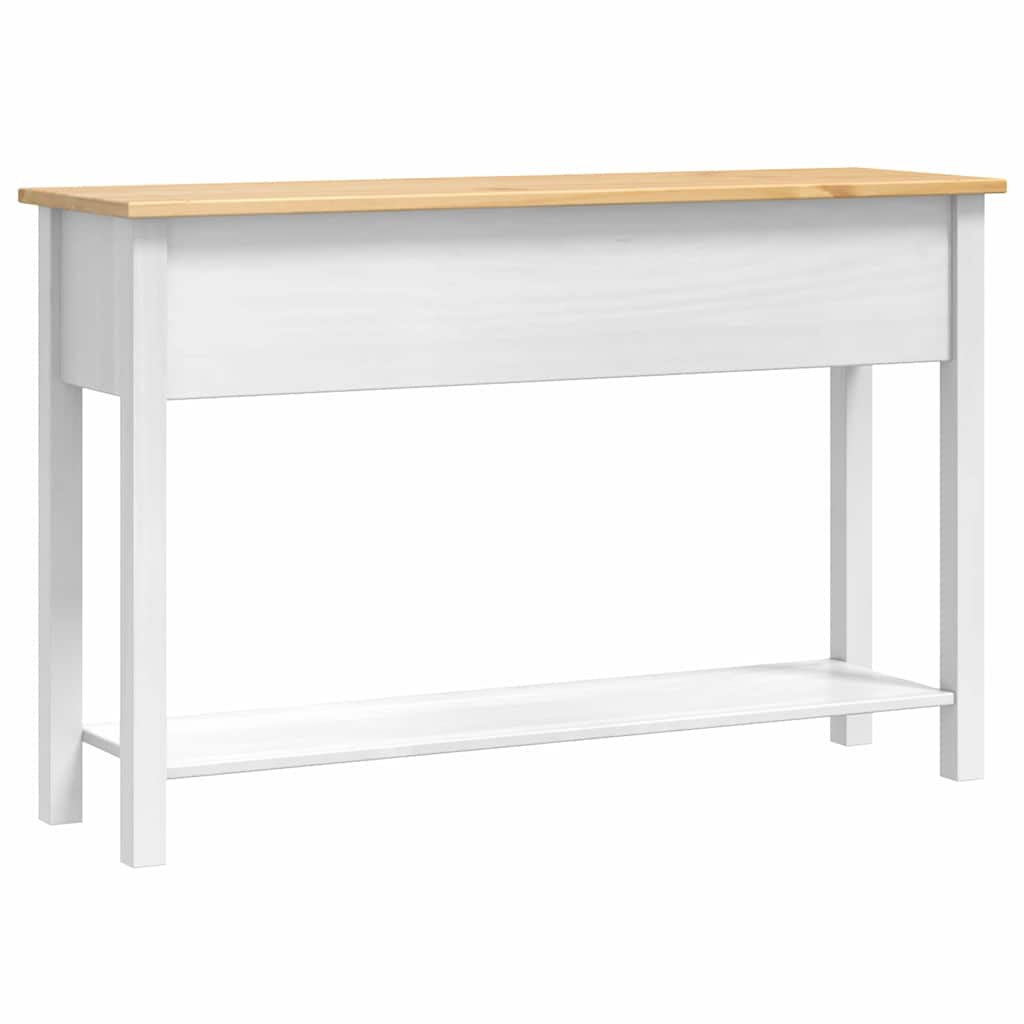 Sidobord Vit med låda 114 x 34,5 x 73 cm Massiv furu