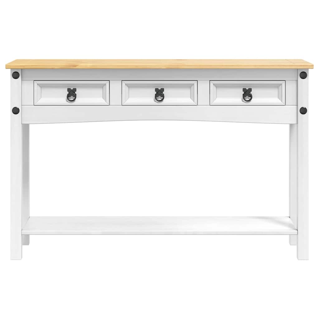 Sidobord Vit med låda 114 x 34,5 x 73 cm Massiv furu