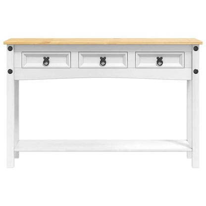Sidobord Vit med låda 114 x 34,5 x 73 cm Massiv furu