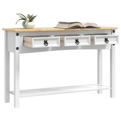 Sidobord Vit med låda 114 x 34,5 x 73 cm Massiv furu