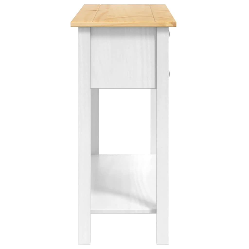Sidobord Vit med låda 114 x 34,5 x 73 cm Massiv furu