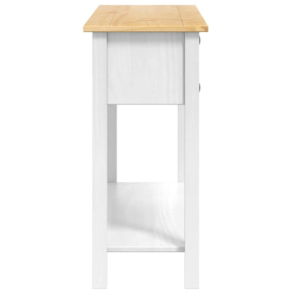 Sidobord Vit med låda 114 x 34,5 x 73 cm Massiv furu