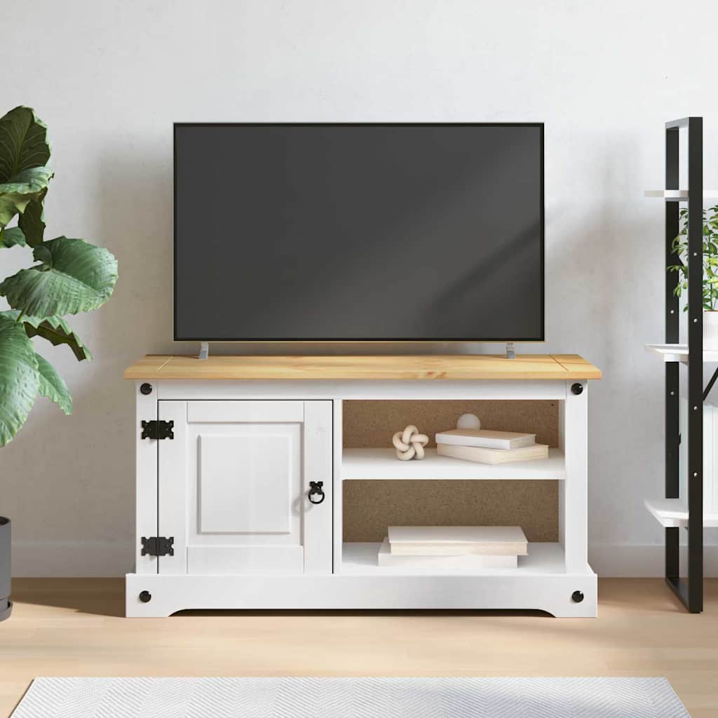 TV-Möbel Vit TV-skåp Corona 100 x 40 x 52 cm Massiv furu