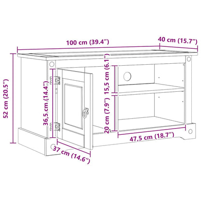 TV-Möbel Vit TV-skåp Corona 100 x 40 x 52 cm Massiv furu