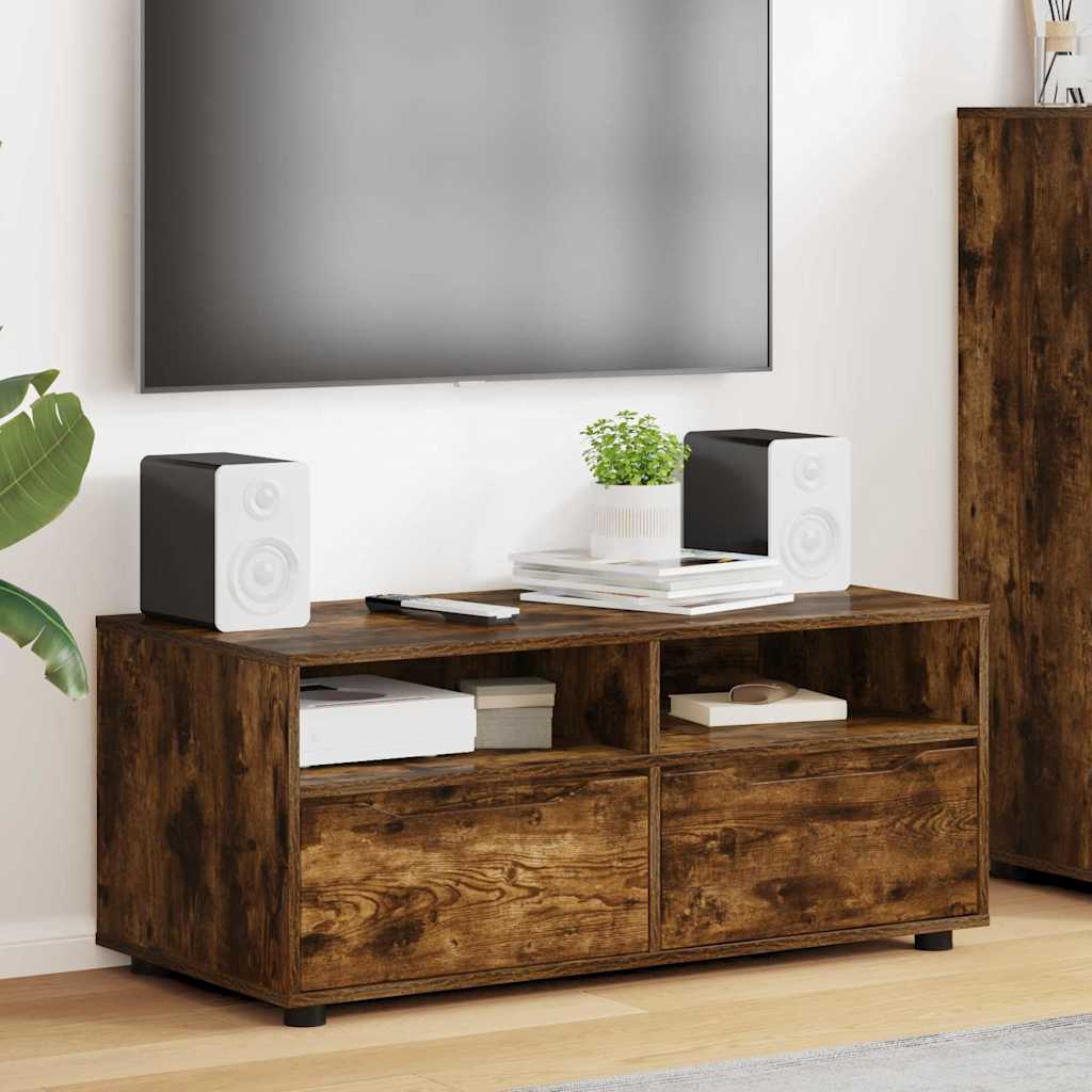 TV-Möbel Rökfärgad Ek TV-skåp med låda 100 x 48 x 43 cm