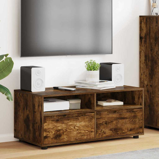 TV-Möbel Rökfärgad Ek TV-skåp med låda 100 x 48 x 43 cm