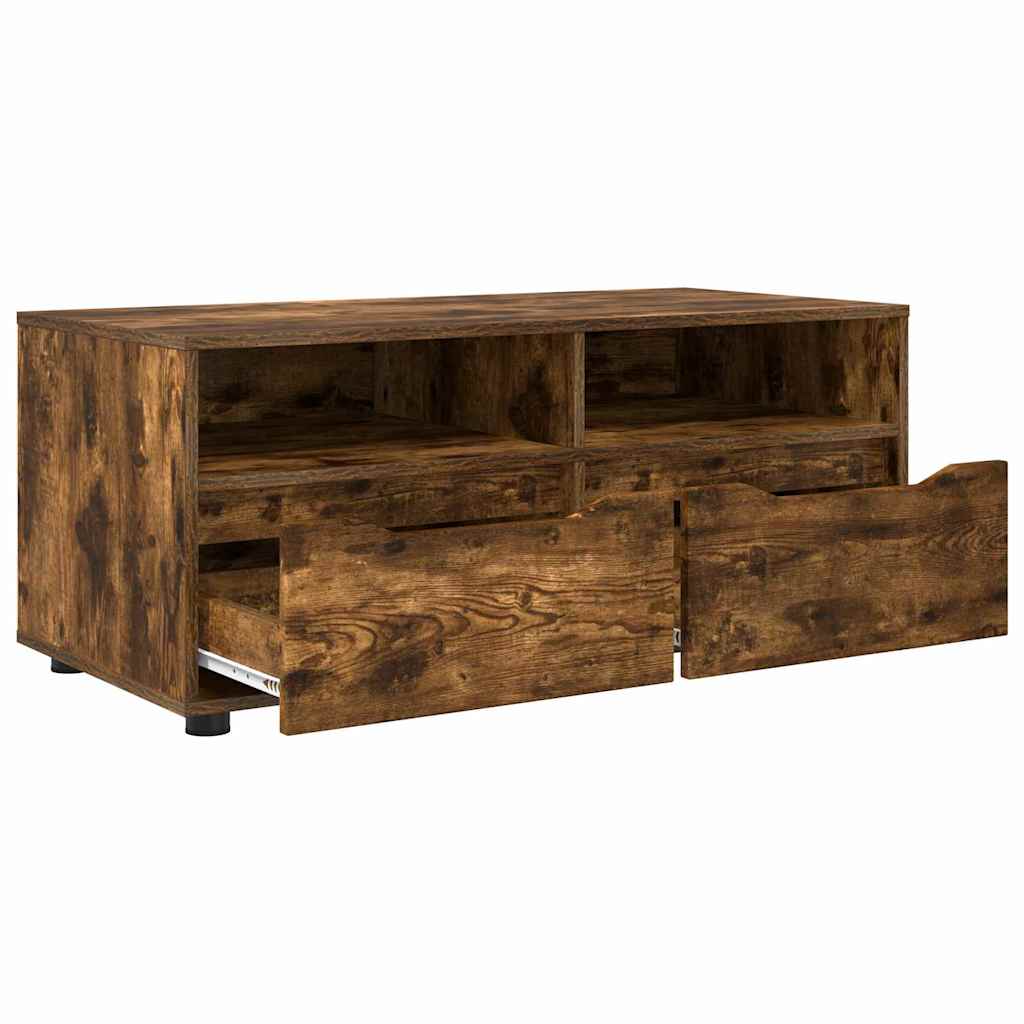 TV-Möbel Rökfärgad Ek TV-skåp med låda 100 x 48 x 43 cm
