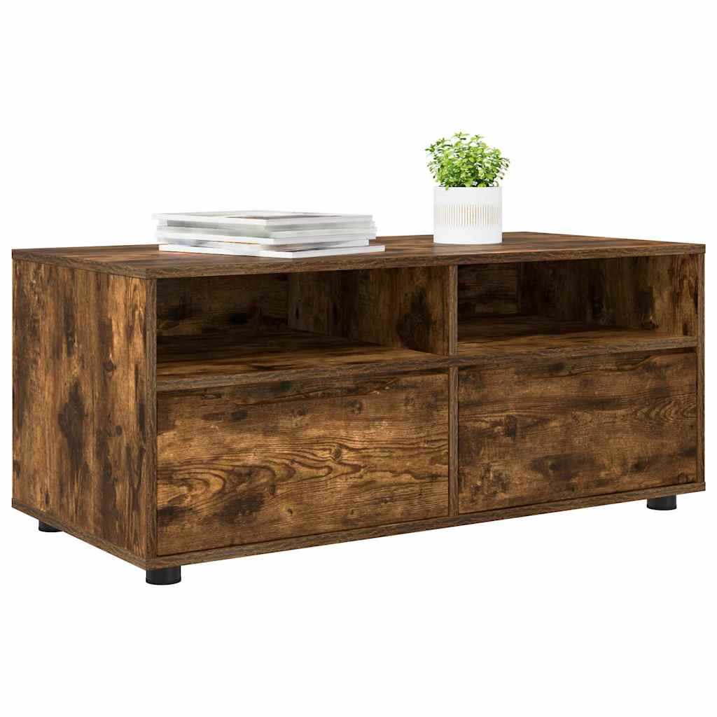 TV-Möbel Rökfärgad Ek TV-skåp med låda 100 x 48 x 43 cm