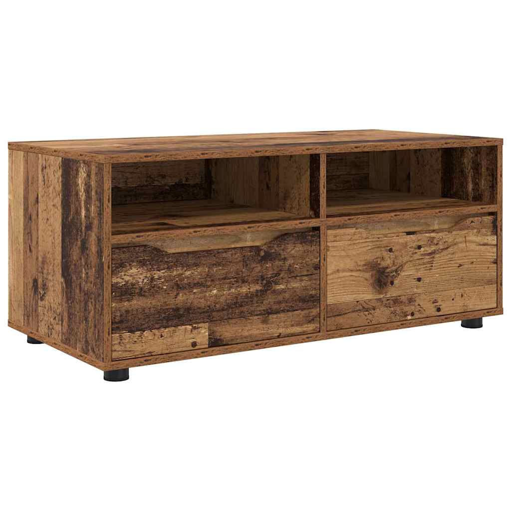 TV-Möbel Åldrat Trä TV-skåp med låda 100 x 48 x 43 cm