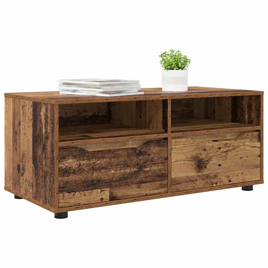 TV-Möbel Åldrat Trä TV-skåp med låda 100 x 48 x 43 cm
