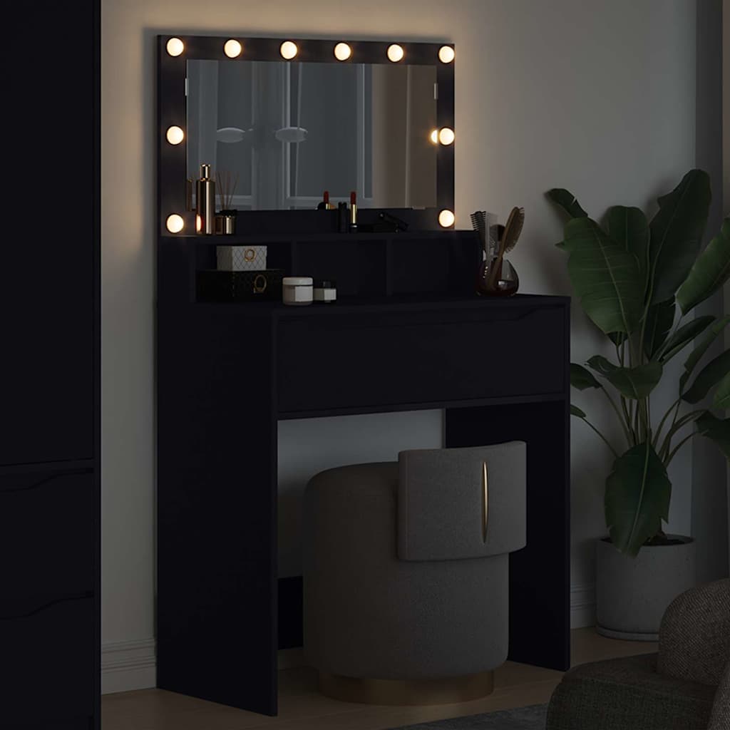 Sminkbord Svart 80 x 39,6 x 135 cm