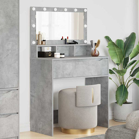 Sminkbord med låda Betonggrå 80 x 39,6 x 135 cm