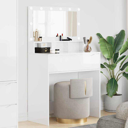 Sminkbord med låda Högblanka Vita 80 x 39,6 x 135 cm