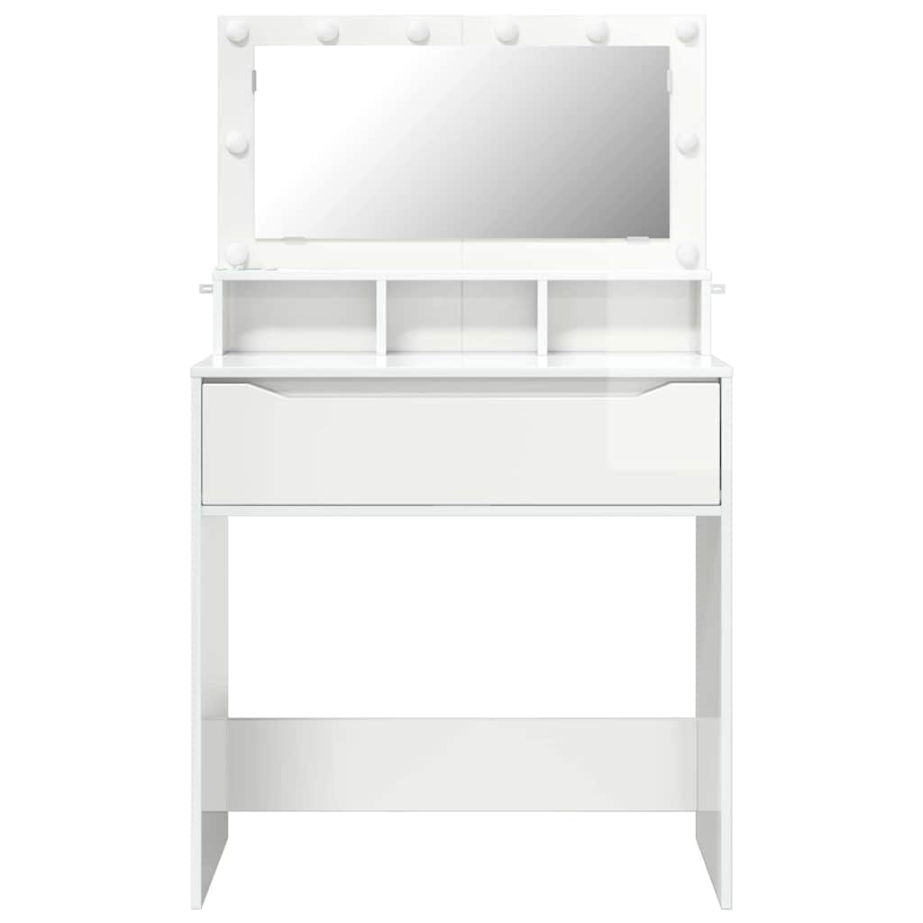 Sminkbord med låda Högblanka Vita 80 x 39,6 x 135 cm