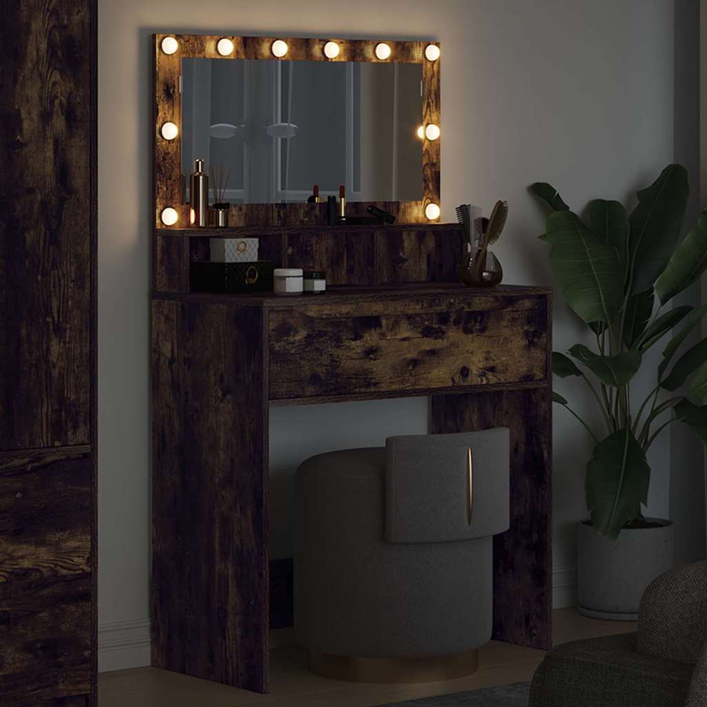 Sminkbord Rökfärgad Ek 80 x 39,6 x 135 cm