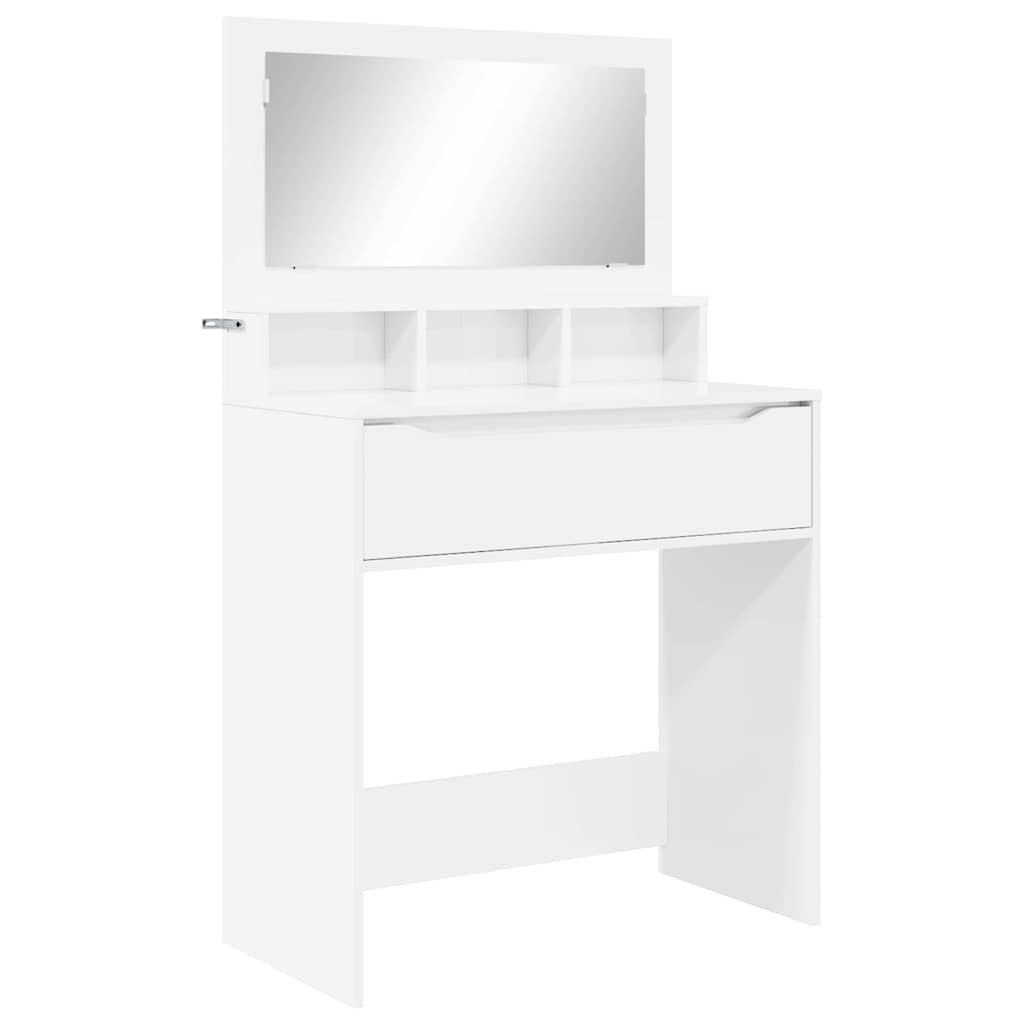 Sminkbord med låda Högblanka Vita 80 x 39,6 x 135 cm