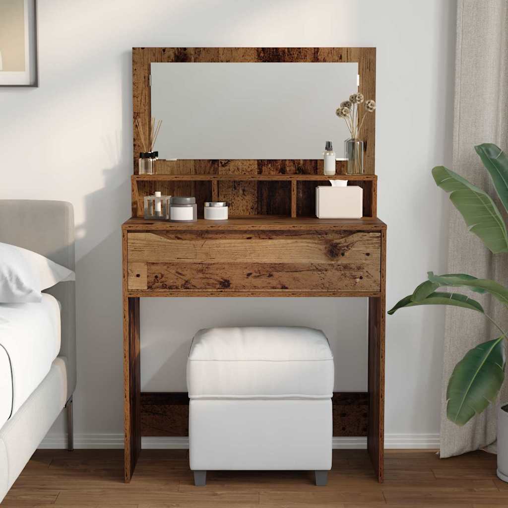 Sminkbord med låda Gammalt Trä 80 x 39,6 x 135 cm