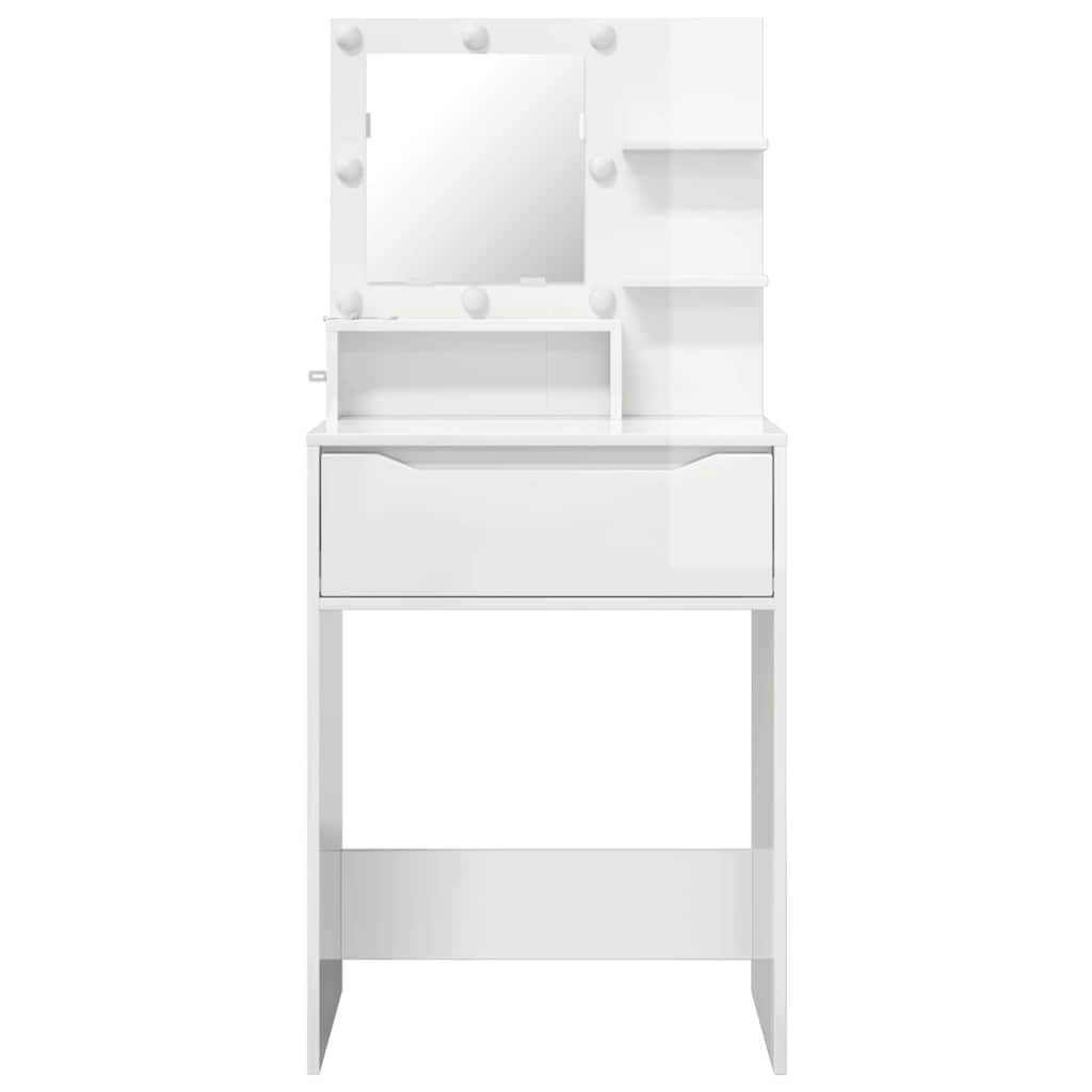Sminkbord med låda Högblanka Vita 80 x 39,6 x 135 cm