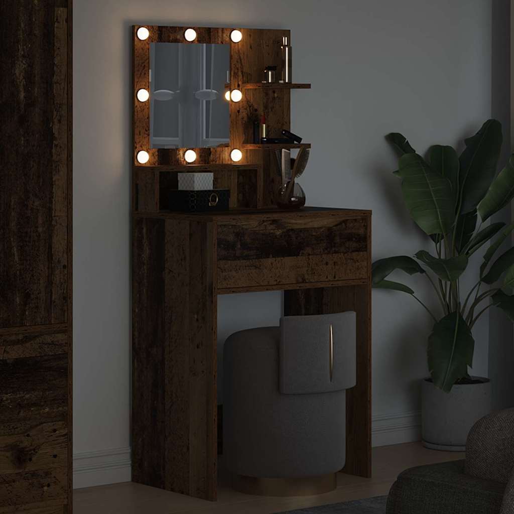 Sminkbord med låda Gammalt Trä 80 x 39,6 x 135 cm
