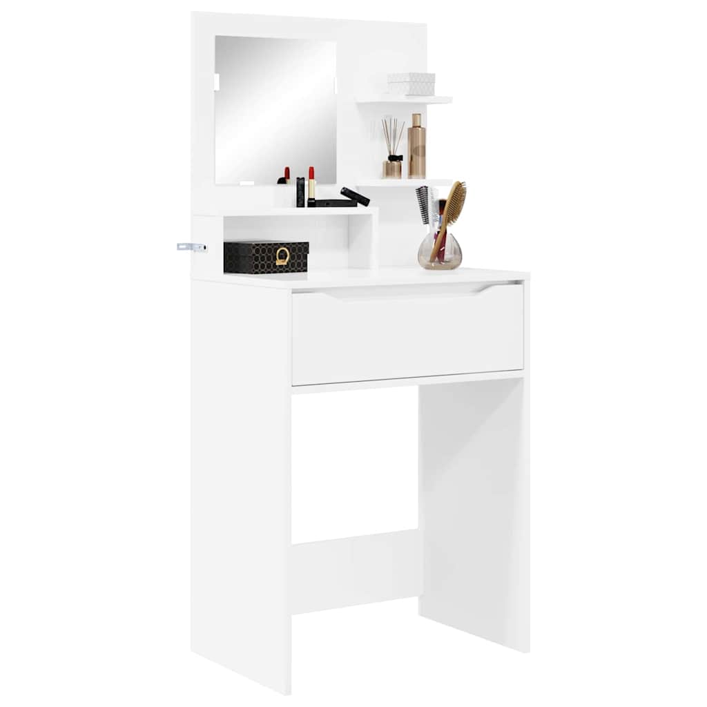 Sminkbord med låda Högblanka Vita 80 x 39,6 x 135 cm
