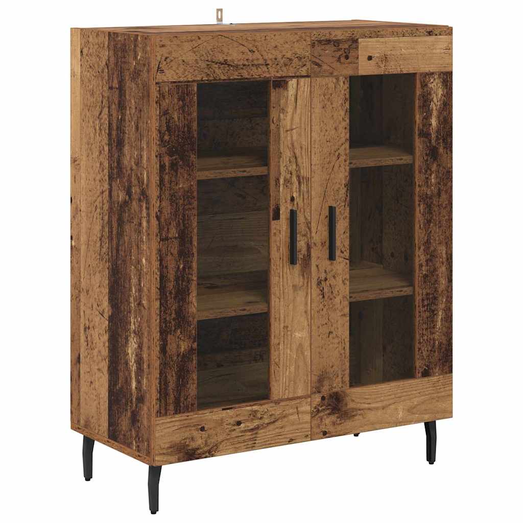 Skåp Åldrat Trä 69,5 x 34 x 180 cm och glas